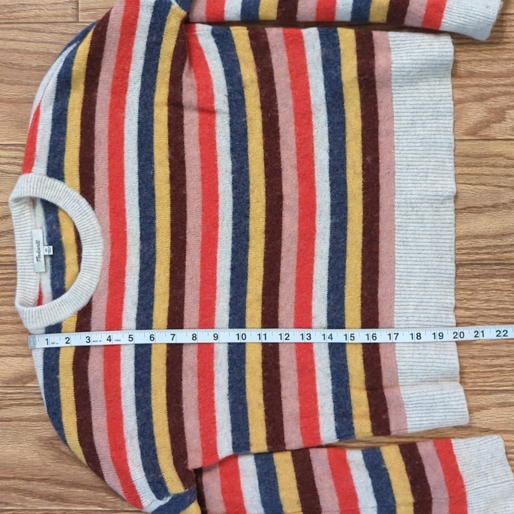 Madewell rainbow stripe wool-alpaca crewneck sweater oversized women's size XS - Picture 3 of 6